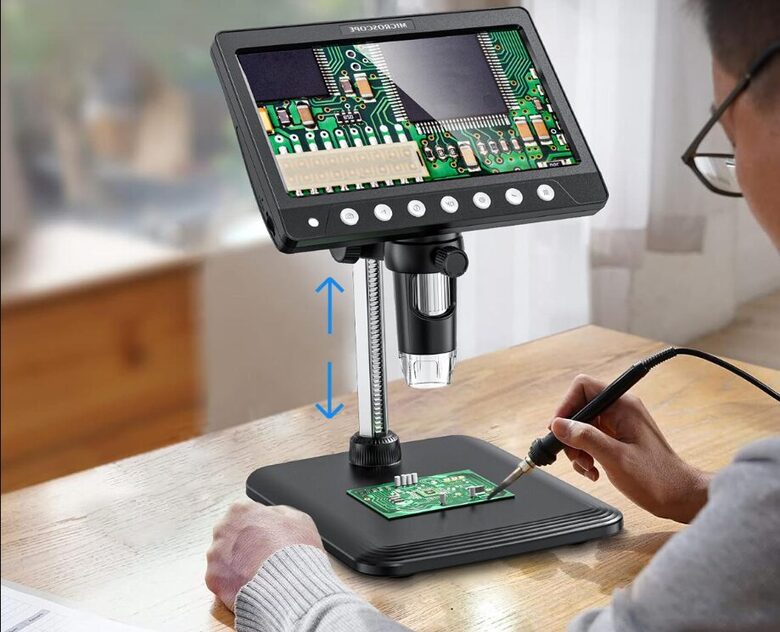 Jaudīgs Mikroskops 1200x ar lielu ekrānu