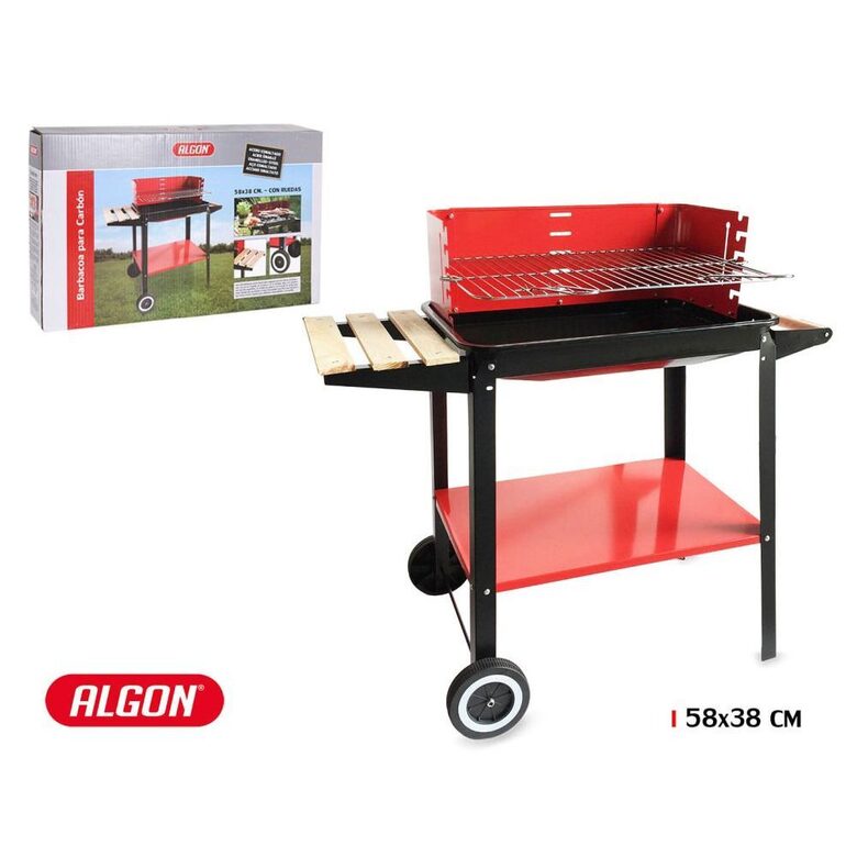 Grills ar regulējamu resti un riteņiem 58x38cm