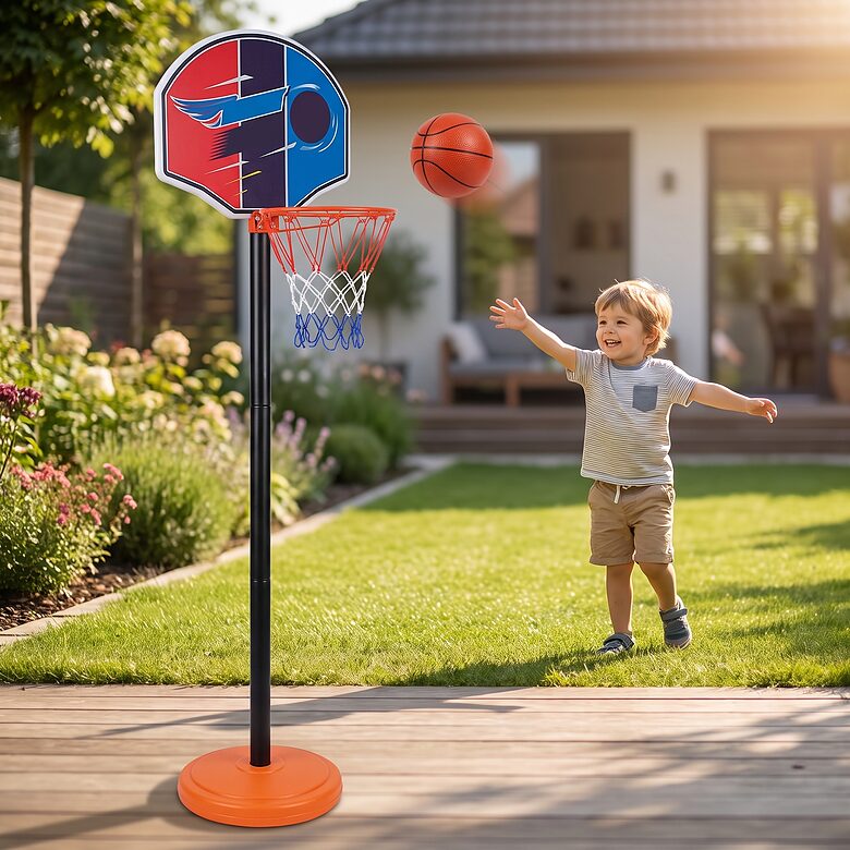 Bērnu basketbola grozs ar statni un bumbu, augstums 115 cm