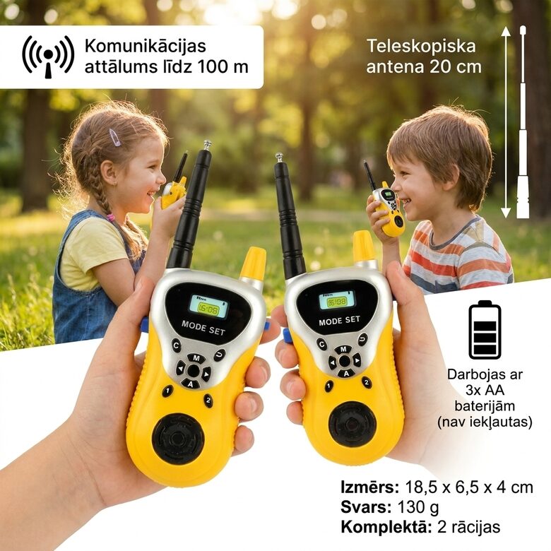 Rāciju komplekts bērniem ''Walkie talkie'', 2gab, 100m