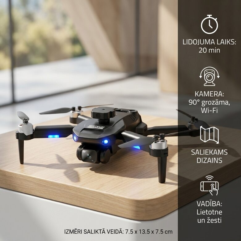 FlexCam 1800 Pro drons ar 90 grādu kameru un Wi-Fi vadību