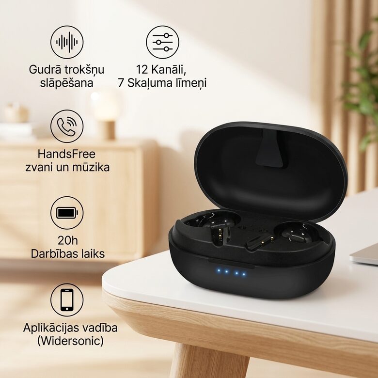 Skaņas pastiprinātājs 2 ausīm - Dzirdes aparāts ar bluetooth (regulējams frekvenču diapazons)