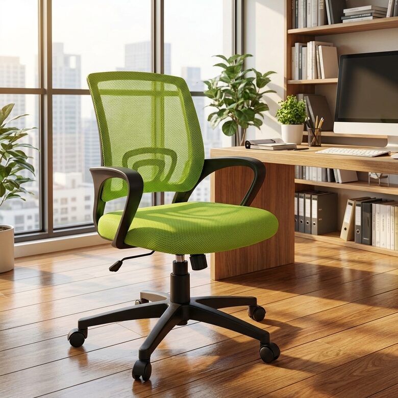 Ergonomisks Biroja Krēsls ar Sieta Atzveltni Zaļš