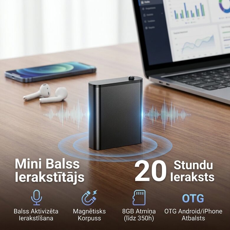 Mazs Diktafons ar magnētu, 20h