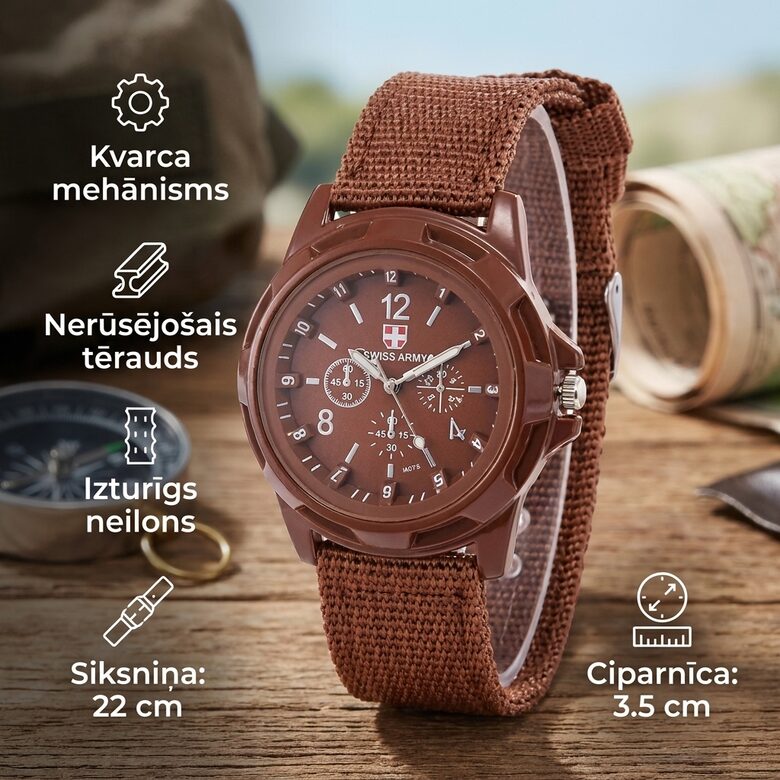 Vīriešu pulkstenis"Army" Brown