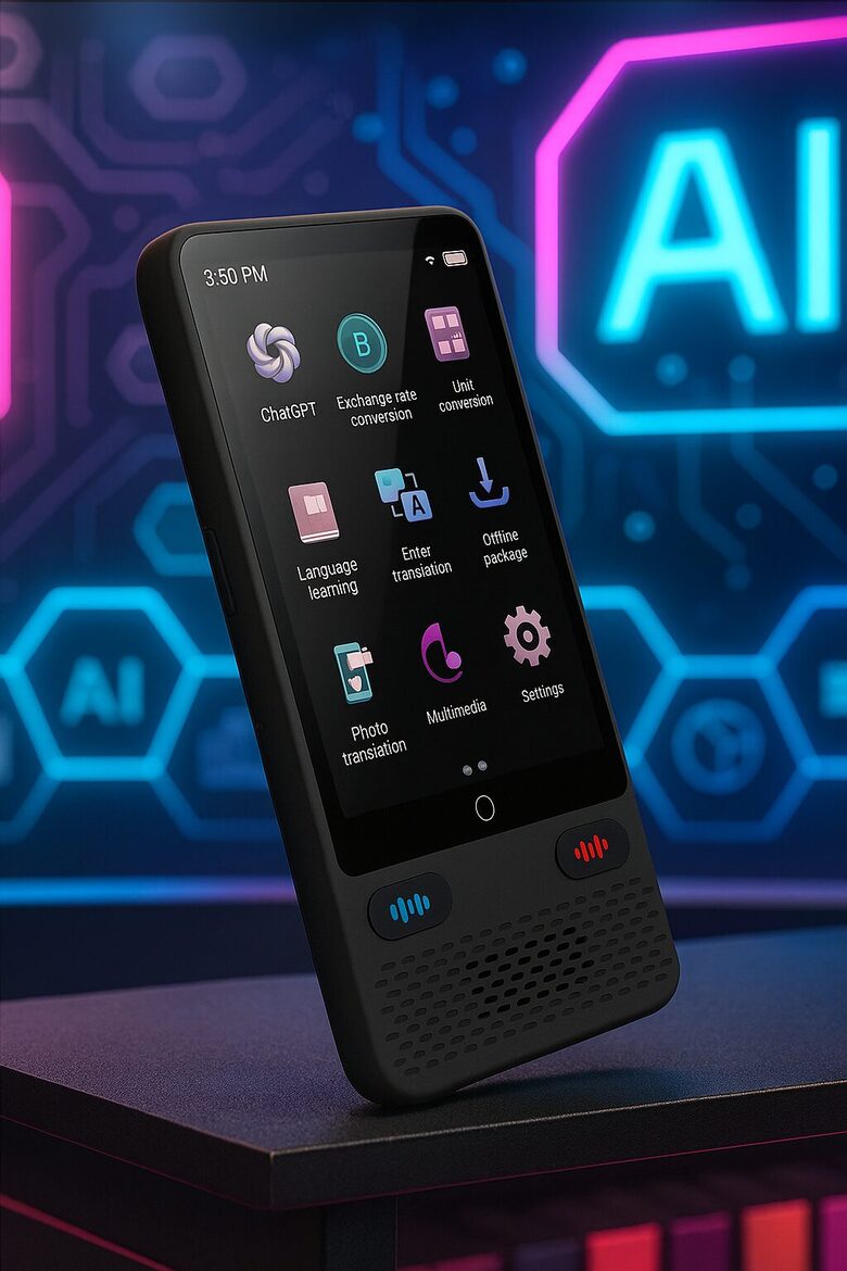 Valodas un teksta lv ru eng 138 Valodu Atbalsts tulkotājs ar ChatGpt mākslīgo intelektu un kameru, Balss un Foto Tulkotājs, 3.54" Ekrāns, 1500mAh Akumulators