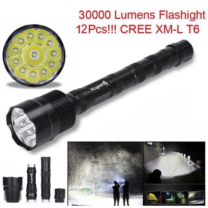 Lukturis T6 x 12gab diodes, akumulatori, lādētājs