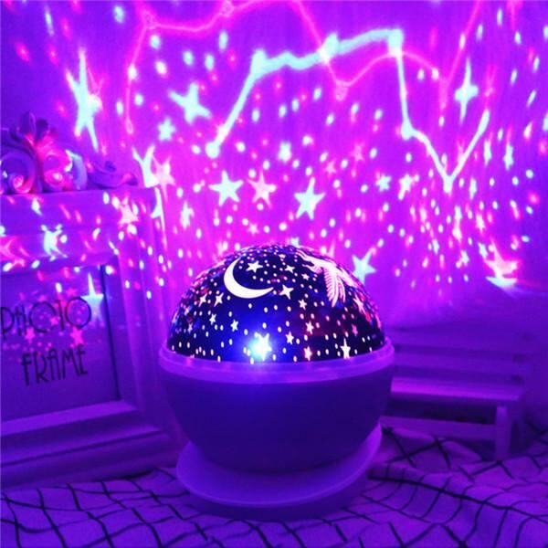 Rotējoša bērnu Naktslampiņa - zvaigžņu projektors