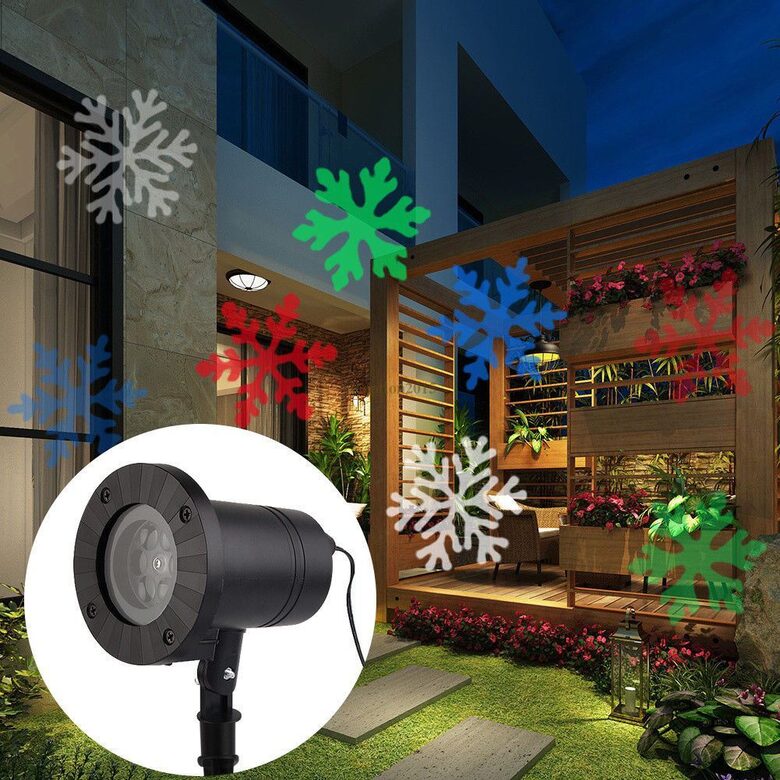 LED āra projektors ar pulti, ''krāsainās sniegpārsliņas'', 29 x 12.7 x 9.4 cm