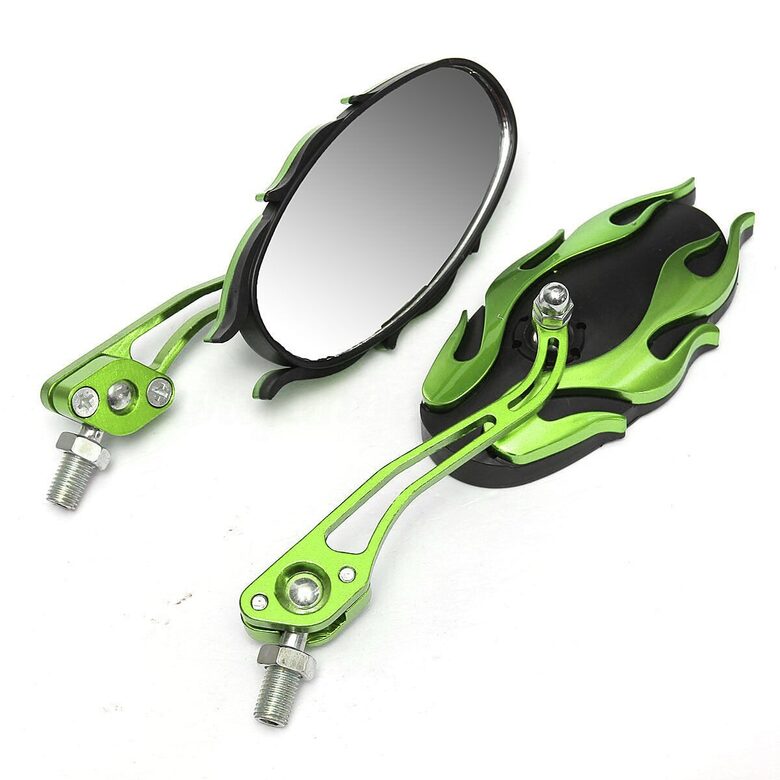Motocikla atpakaļskata spoguļi ( moto spoguļi ) universālie 2gab, zaļš ar melnu