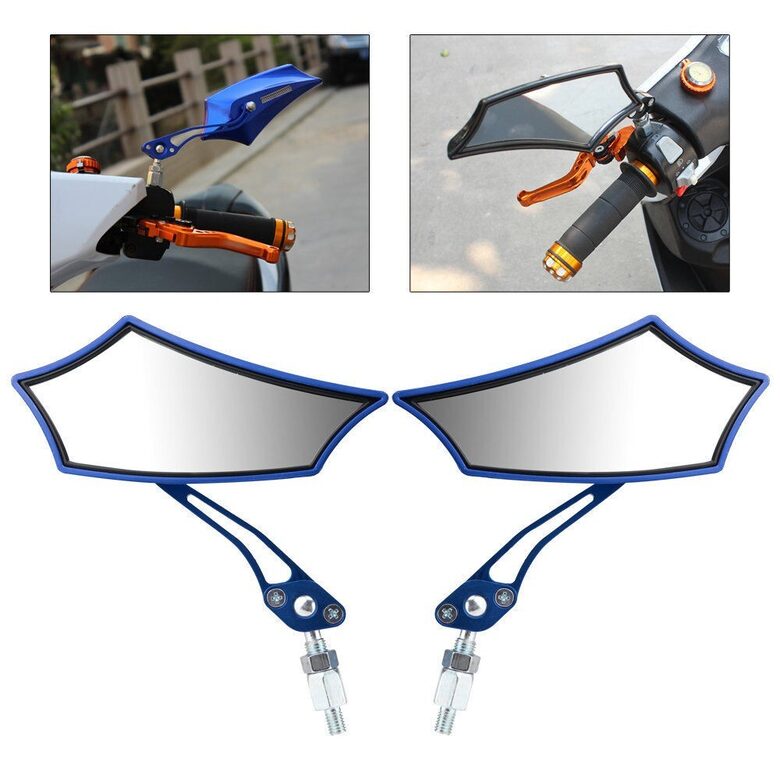 Motocikla atpakaļskata spoguļi (moto spoguļi) universālie 2gab, zili