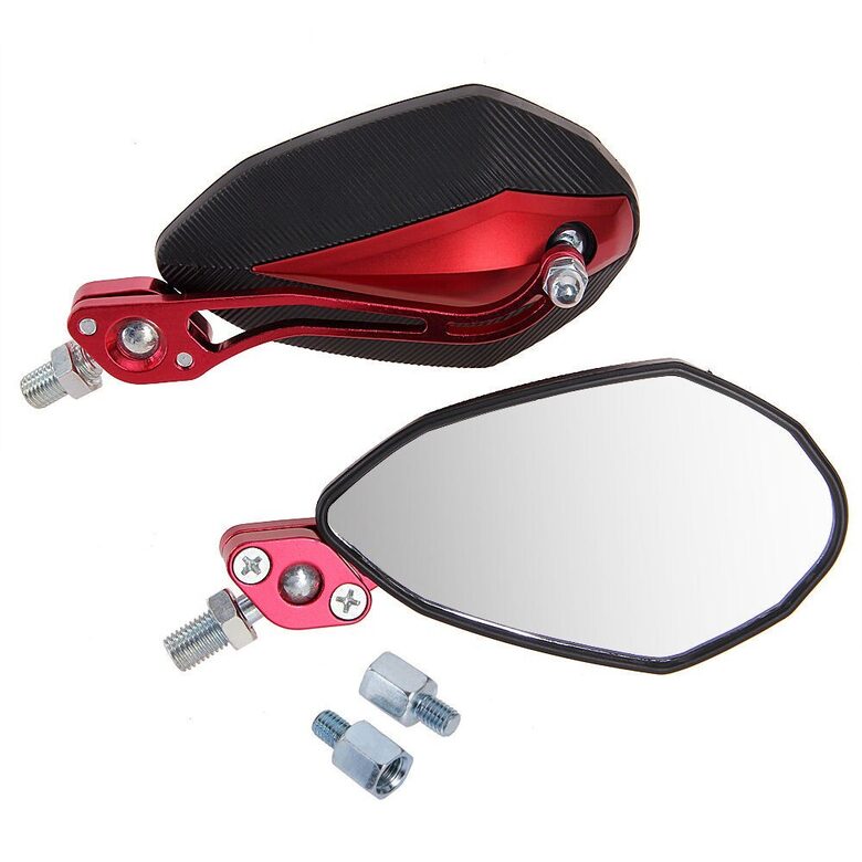 Motocikla spoguļi universālie, sarkans ar melnu