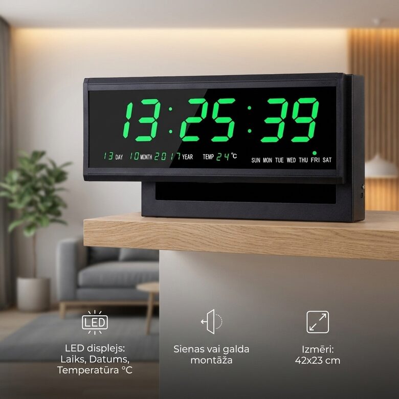 Led sienas pulkstenis XXL 42x23 cm