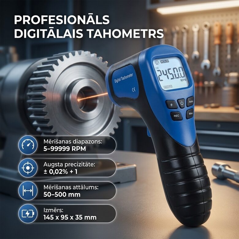 Tahometrs ar Lāzera staru 5-99999RPM