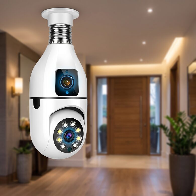 Dual Lēcu 8MP WiFi Kamera ar 8x Tālummaiņu un Videonovērošanas spuldze