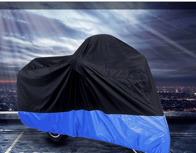 Moto pārvalks ar UV, Lietus, Putekļu aizsardzību (melns ar zilu), XL