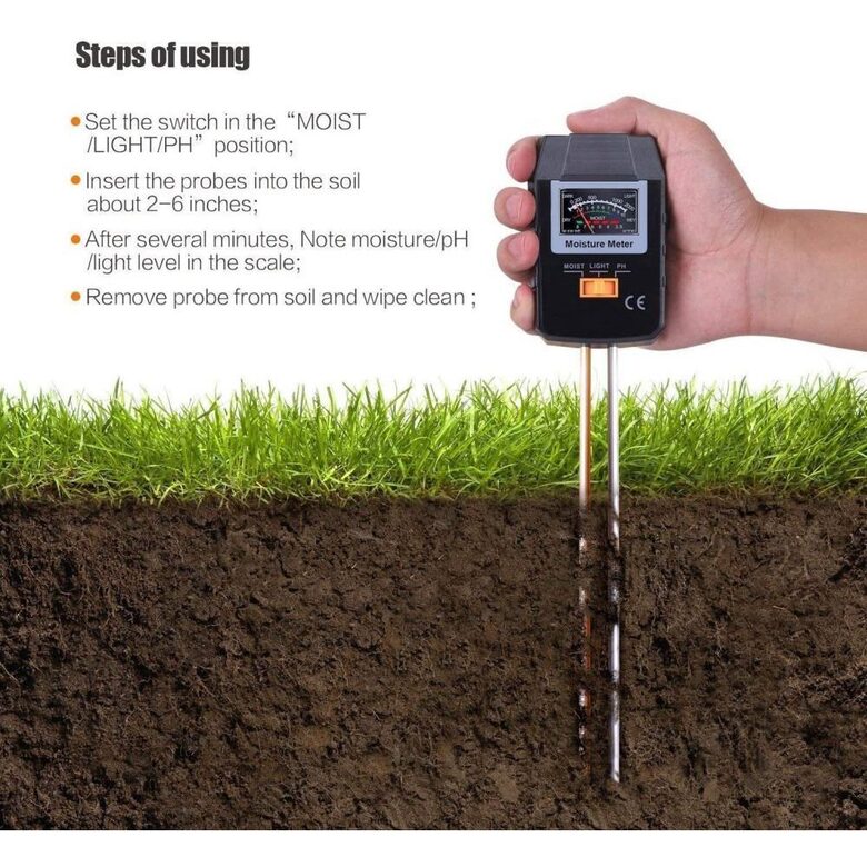 Augsnes PH mērītājs (3 vienā - mitrums, gaisma, PH)