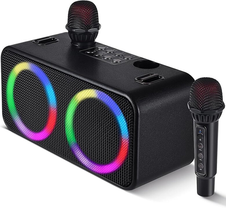 Bluetooth Karaoke skaļrunis ar 2 bezvadu mikrofoniem