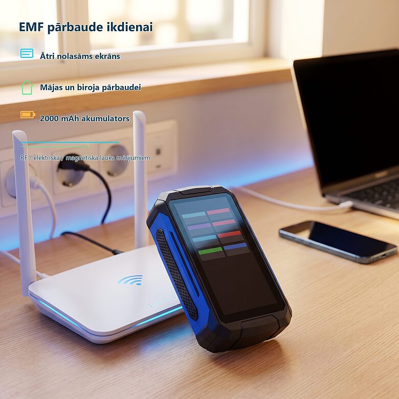 EMF starojuma detektors VT-ER3 5in1 RF magnētisks elektrisks 2000mAh