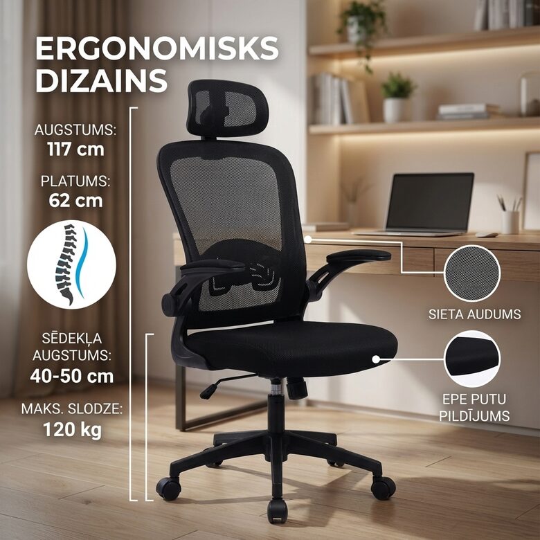 Grozāms Biroja Krēsls ar Regulējamu Augstumu