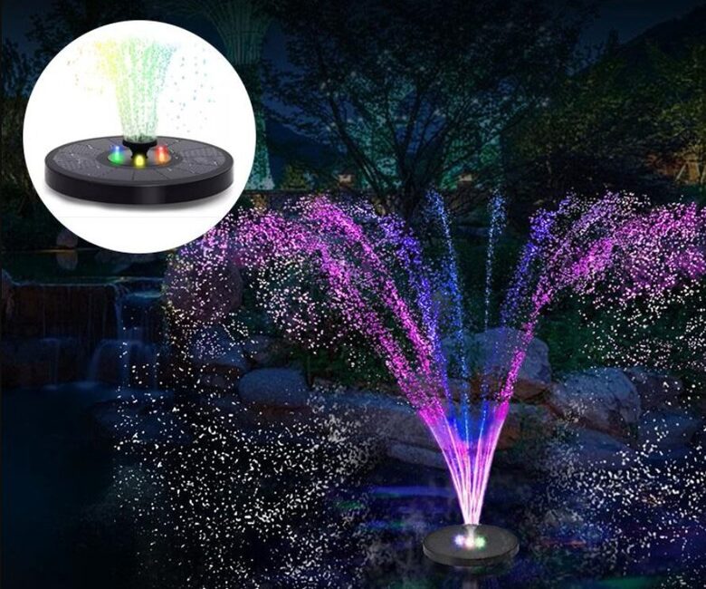 Strūklaka ar saules bateriju un naktī spīdošām Led lampiņām (180 l/h ; strūklas augstums 30-60cm)