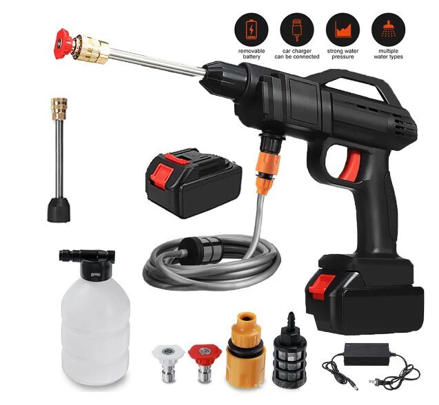 Augstspiediena mazgātājs ar akumulatoru (pārnēsājams un uzlādējams, Battery Power: 120 W Maximum pressure: 6 MPa Maximum flow: 300 l/h)