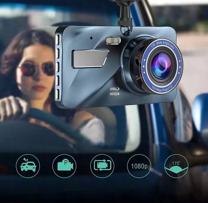 Automašīnas reģistrators ar divām kamerām un HD spoguļ displeju, 120g