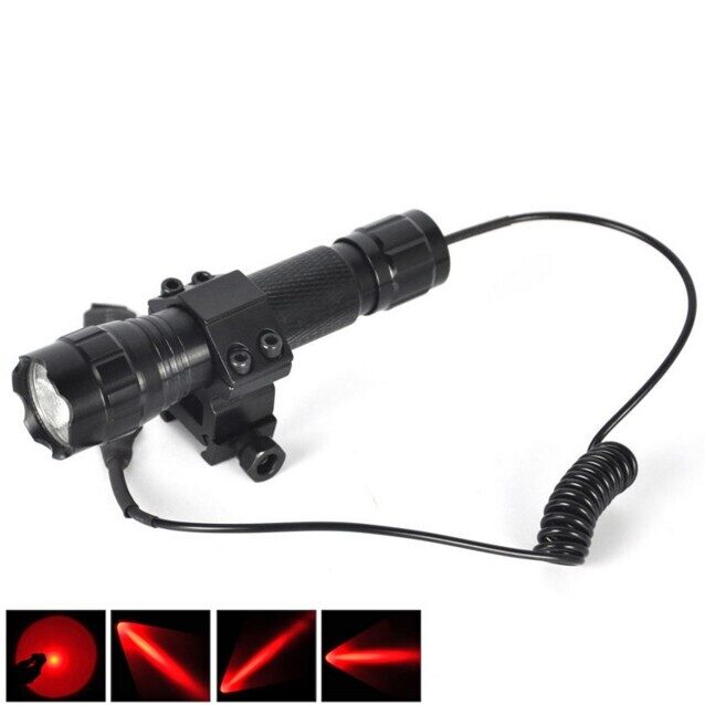 Komplekts: Lukturis, distances slēdzis, turētājs, akumulators un lādētājs, SARKANS gaismas stars