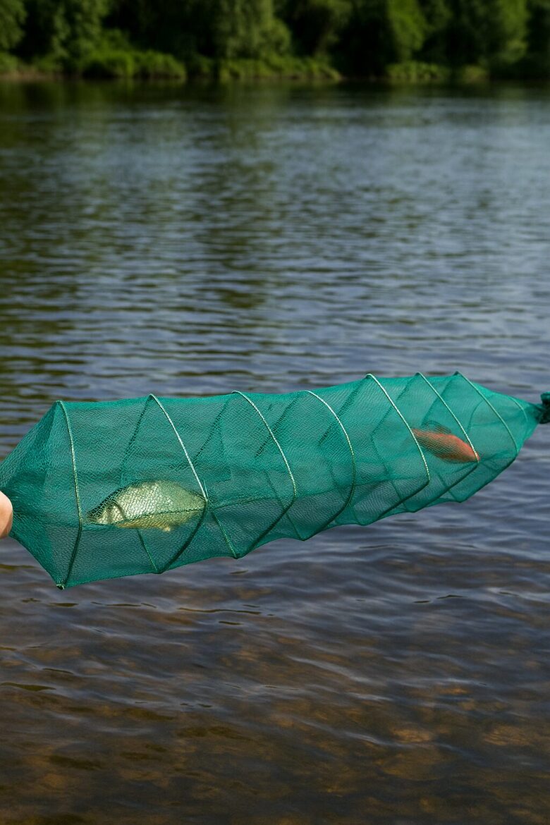 Murds Creekmoon Fyke Net 2.5 m zivju, vēžu ķeršanai ar ieejām katrā posmā