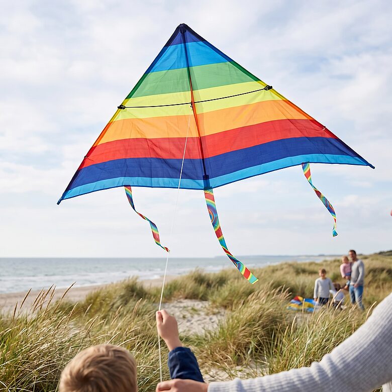 Gaisa pūķis ar auklu 115 cm, krāsains bērniem un ģimenei