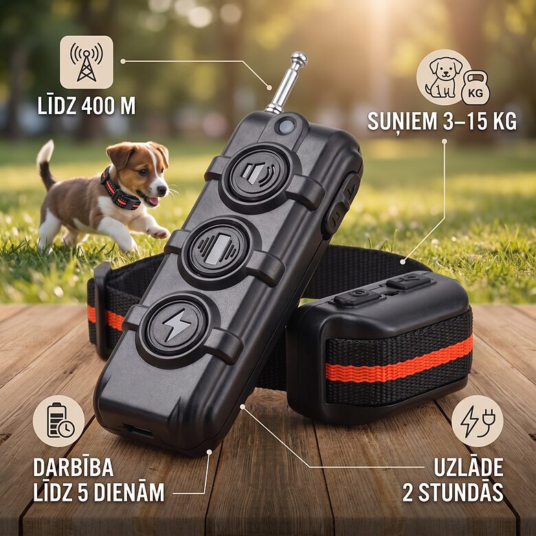 Kucēnu un Mazo šķirņu suņu dresūras siksna (max 400m attālums)