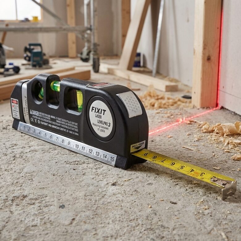 Lāzera līmeņrādis ar iestrādātu mērlenti