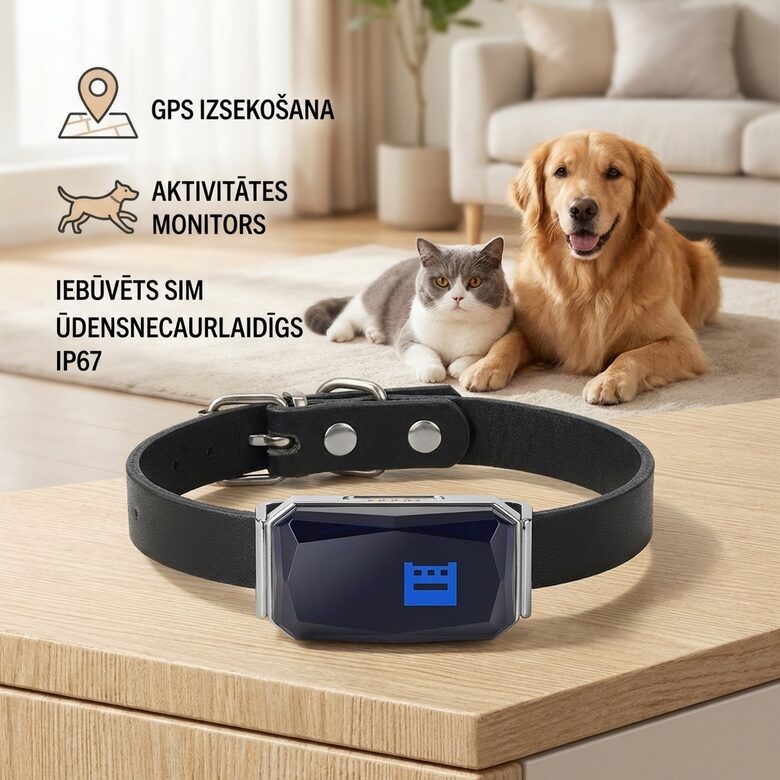 Dzīvnieku Gps izsekošanas ierīce ar siksniņu (suņu, kaķu atrašanās vieta telefonā) bez abonēšanas maksas
