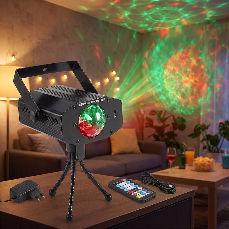 LED disco projektors ar regulējamu statīvu un pulti, zaļa un sarkana