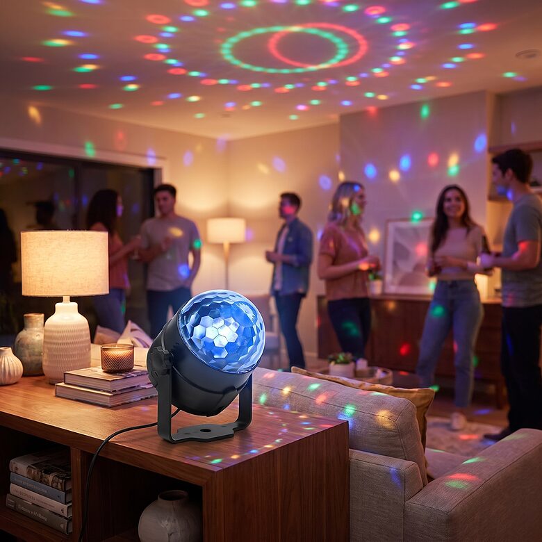 LED diskobumba ar pulti, 5W, 7 krāsas, skaņas sensors