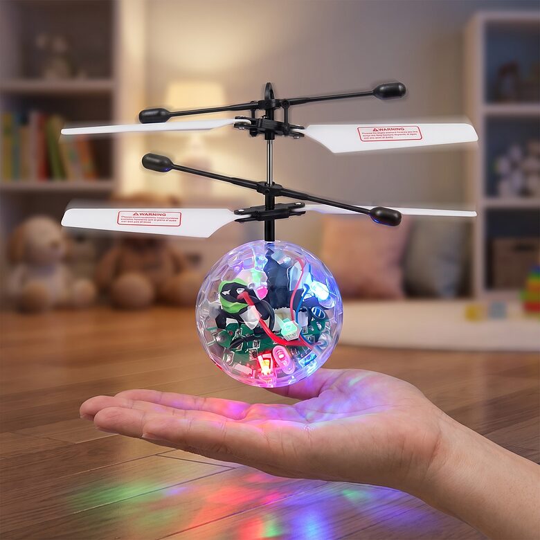 Lidojoša maģiskā bumba ar LED gaismām, USB uzlāde, 17,5 cm
