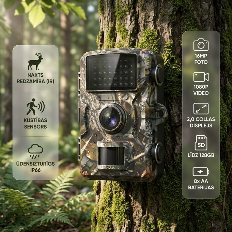 Mini Meža kamera (16Mp, lcd ekrāns, foto / video) medību kamera