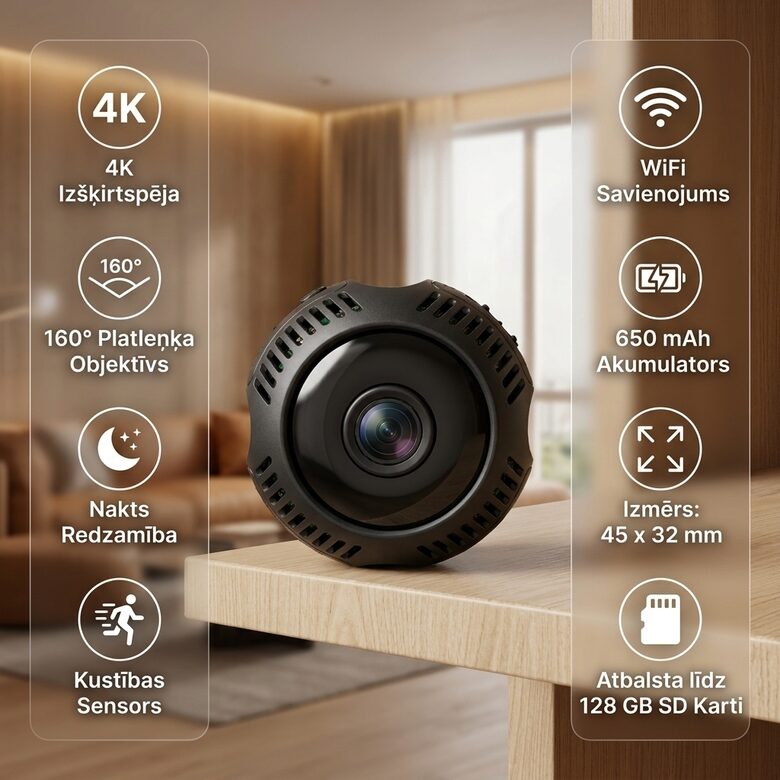 Wifi kamera ar akumulatoru HD 4K 1080P, videonovērošanas kamera ar ierakstu un nakts redzamību, kustības sensoru