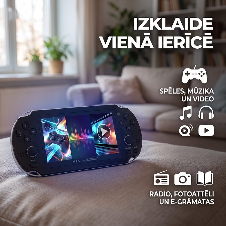 Spēļu konsole mp3/mp4/mp5, spēles, radio, video ar apgaismotu korpusu