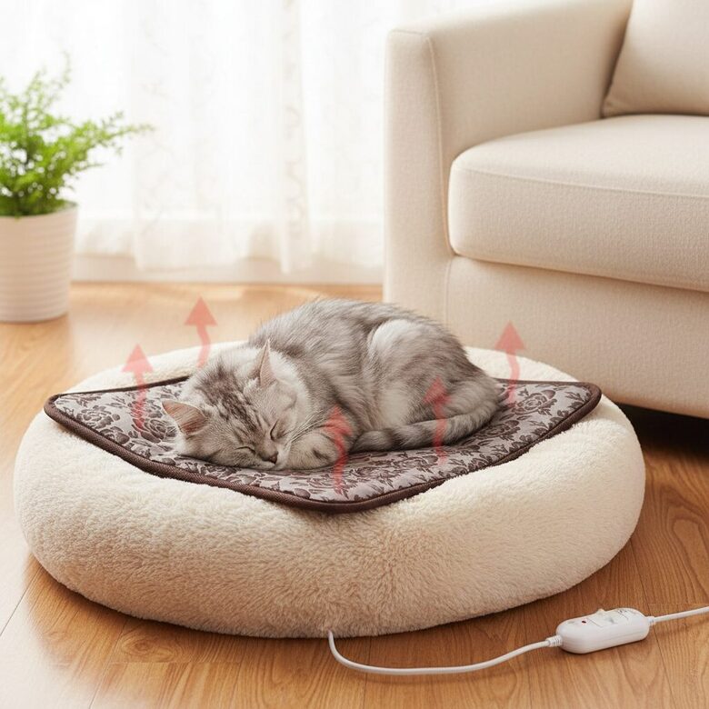 Dzīvnieku (suņu, kaķu) guļvietas sildītājs ar regulējamu siltumu, 220V, 20W, 45 x 45cm