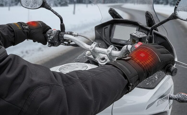 Apsildāmie moto cimdi M, XXL (3 siltuma režīmi)