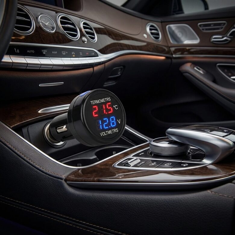 Voltmetrs termometrs 12v (lietošanai no automašīnas piepīpētāja)