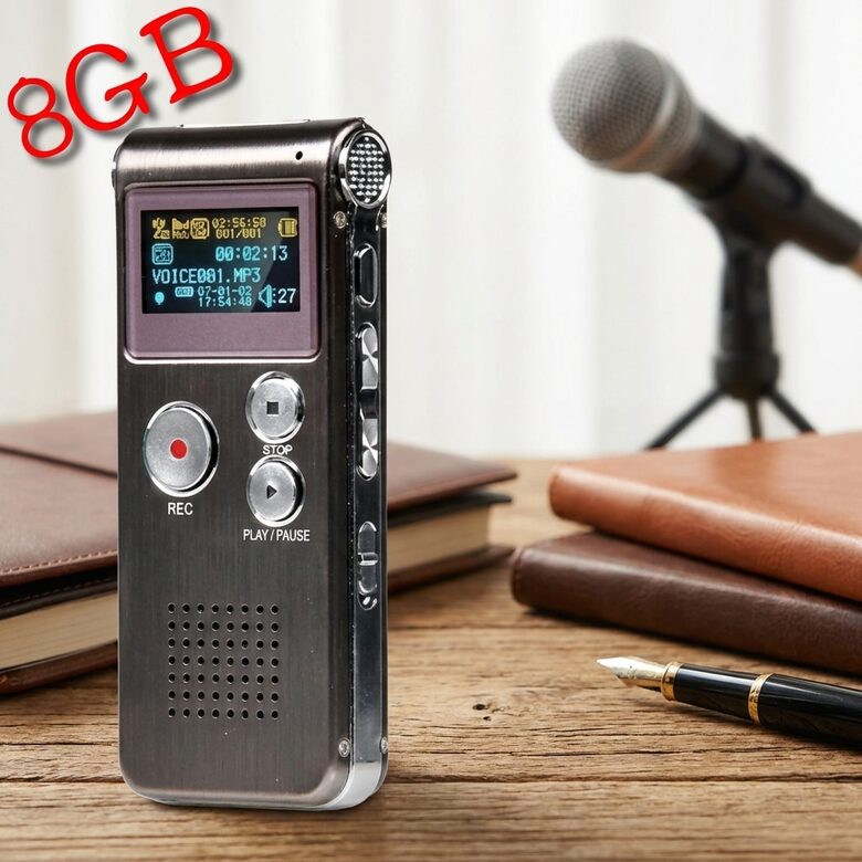 Diktofons 8Gb, Dual mic, Li-on battery, Grey