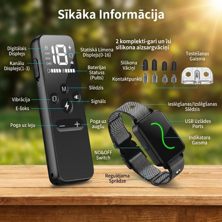 Zemūdens izturīga Suņu dresūras siksna (treniņam, pret riešanu, pret blēņām), lādējama, 800m