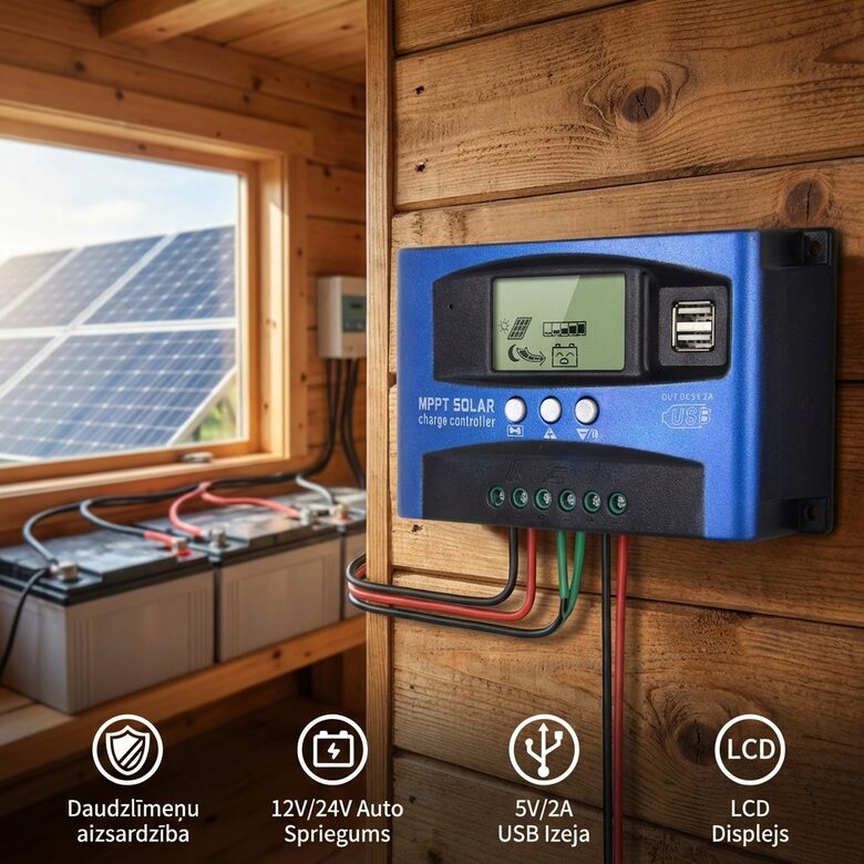60A 12/24v Saules bateriju kontrolieris