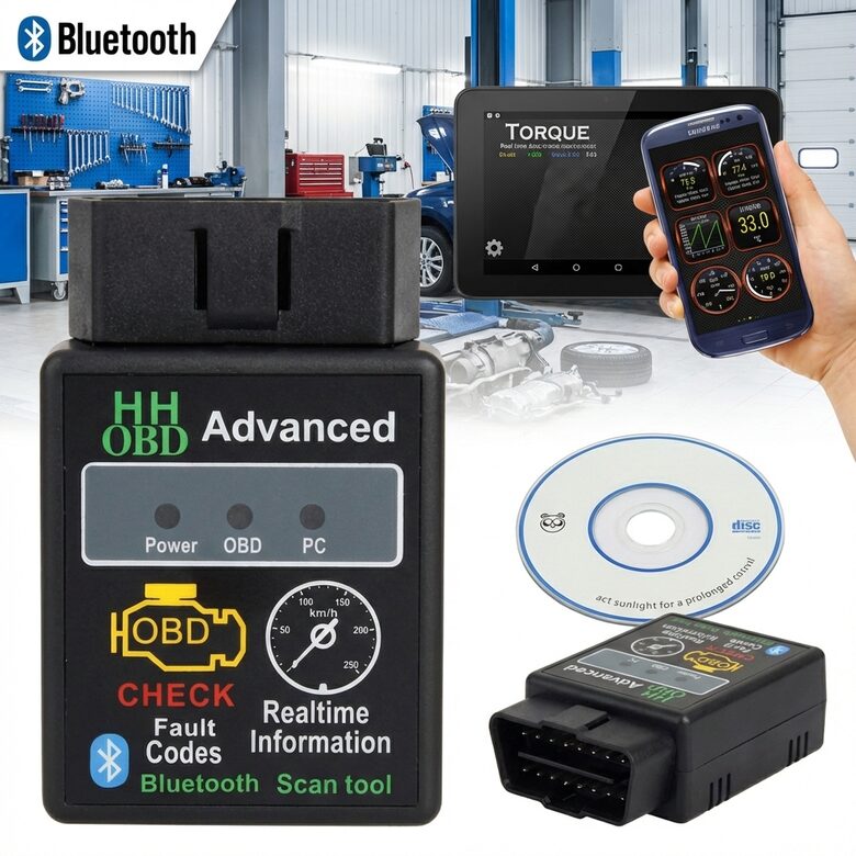 Auto datora diagnostikas iekārta V1.5 OBD2 ELM327 Bluetooth automašīnas skeneris Android Torque, kļūdu lasītājs