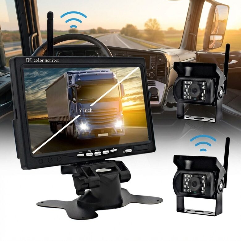Bezvadu Atpakaļskata kamera 2gab plus Monitors 7'