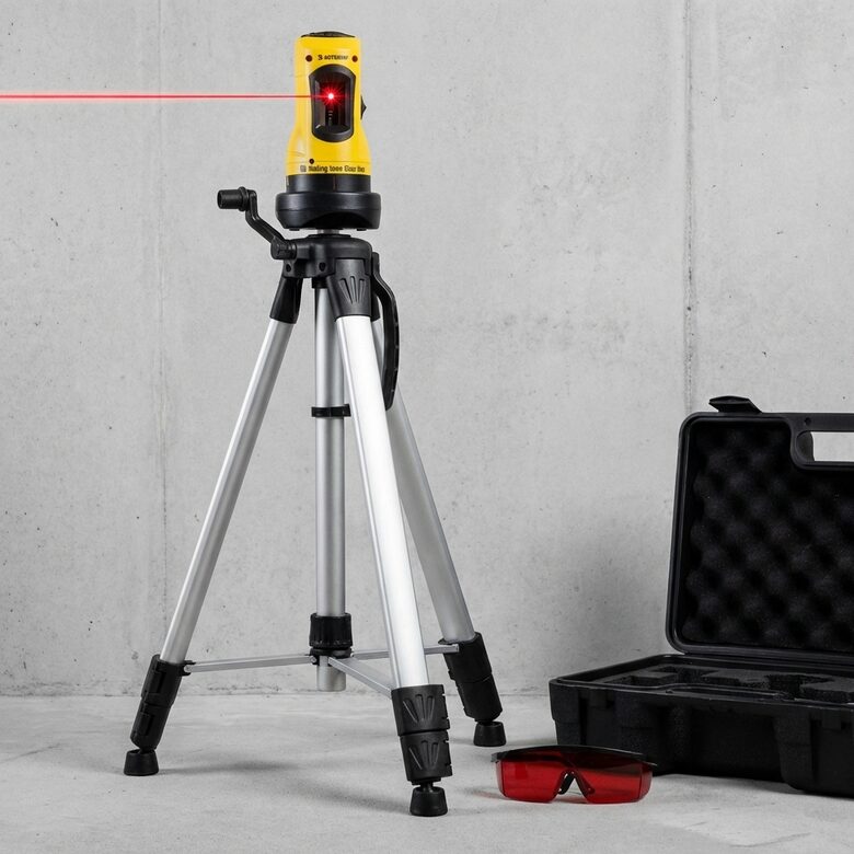 Lāzera līmeņrādis 360g, pašlīmeņojošais ar statīvu un čemodānu pārvadāšanai