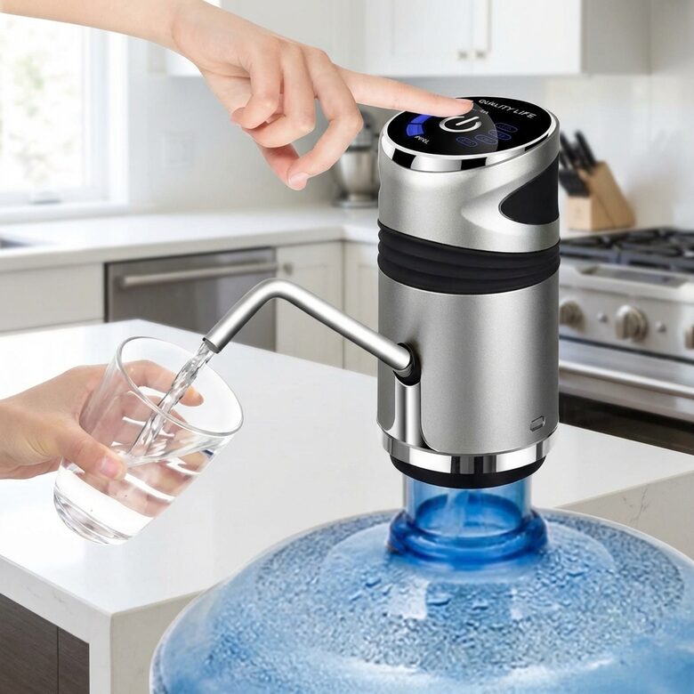 Ūdens pumpis Venden pudelēm, uzlādējams, sudraba krāsā