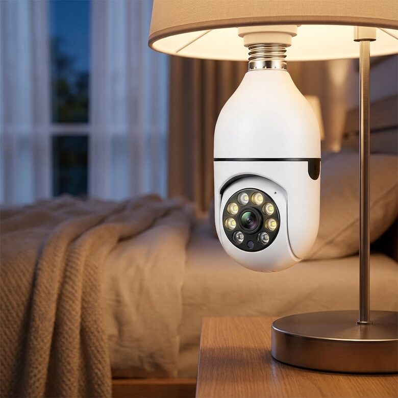 Wifi kamera ar nakts redazmību (ieraksts, skaņa, 360 grādu vadība), video novērošana